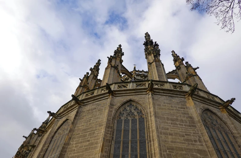 a large stone church with some windows