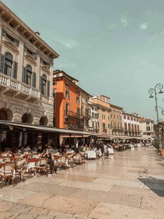 a city square is very quiet and empty