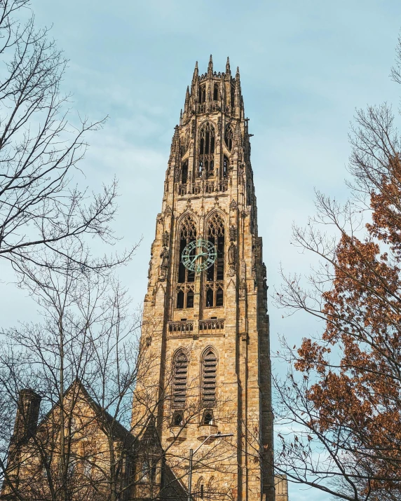 an old cathedral that has a clock on it