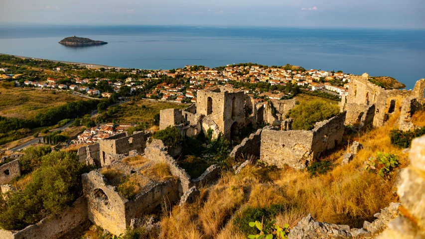 this is a scenic view of a city overlooking the ocean