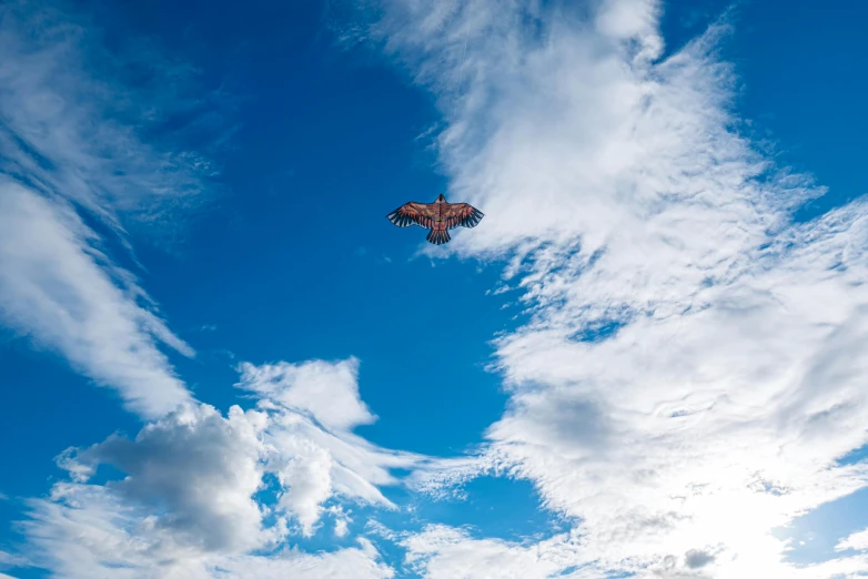 a kite flying high up in the sky