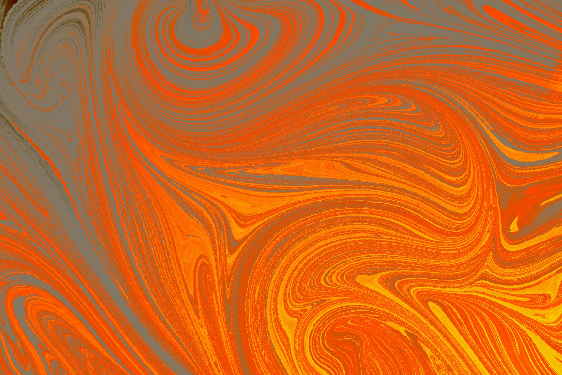 a design of orange and blue waves on grey