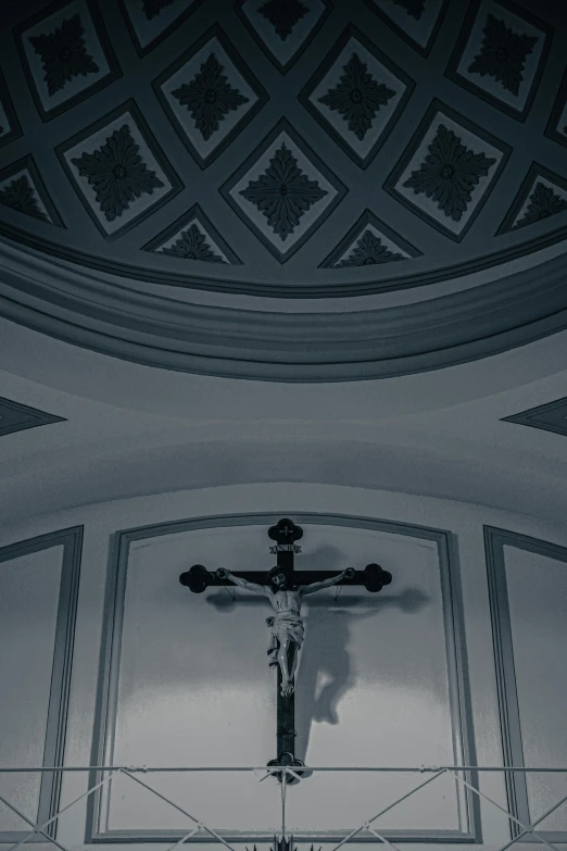 the crucifix is visible through the glass roof