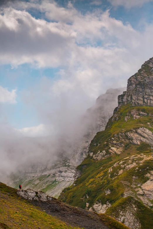 some tall mountains on a cloudy day