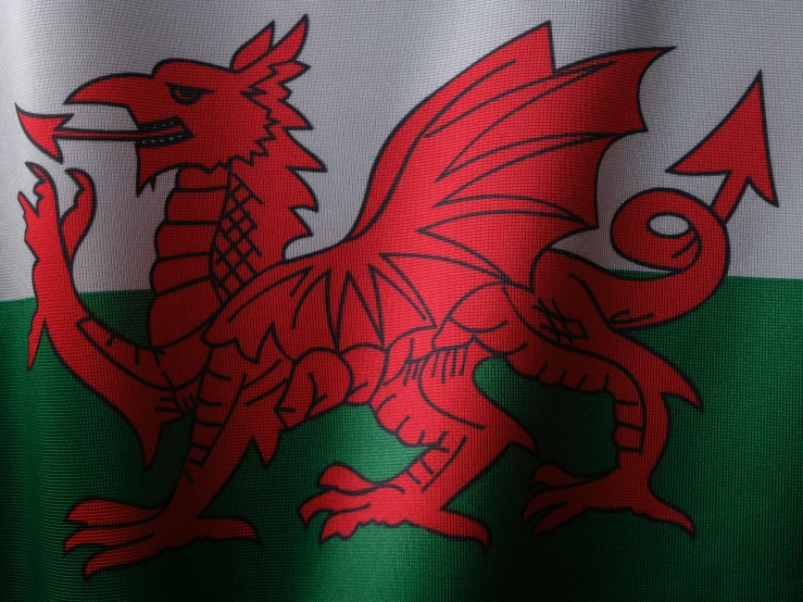 the flag of wales with a dragon on it