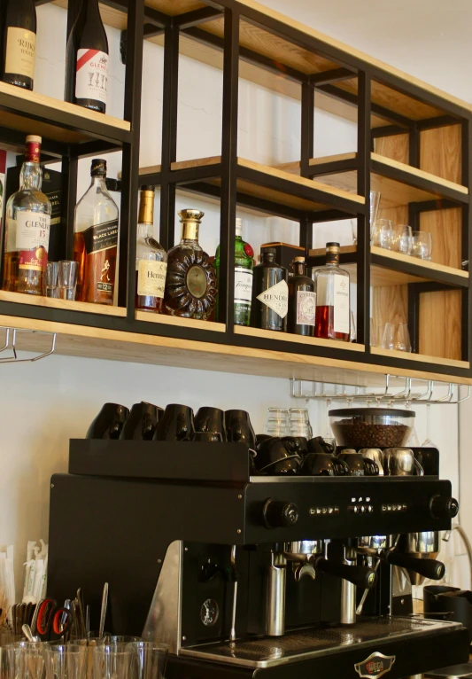 a coffee maker is sitting on a counter