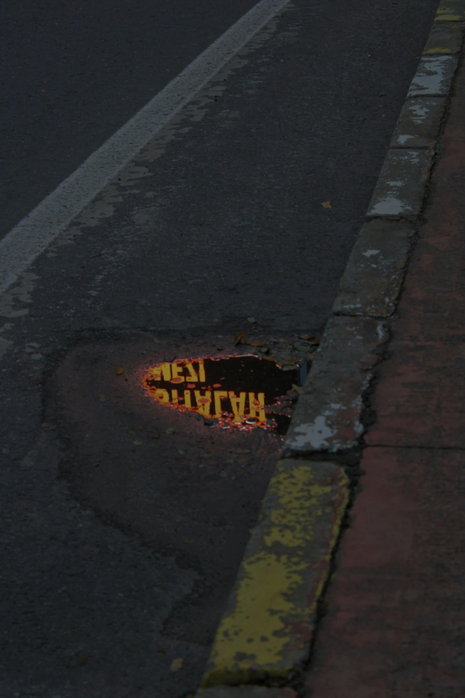 fire is on the street and the fire hydrant on the side has a sign