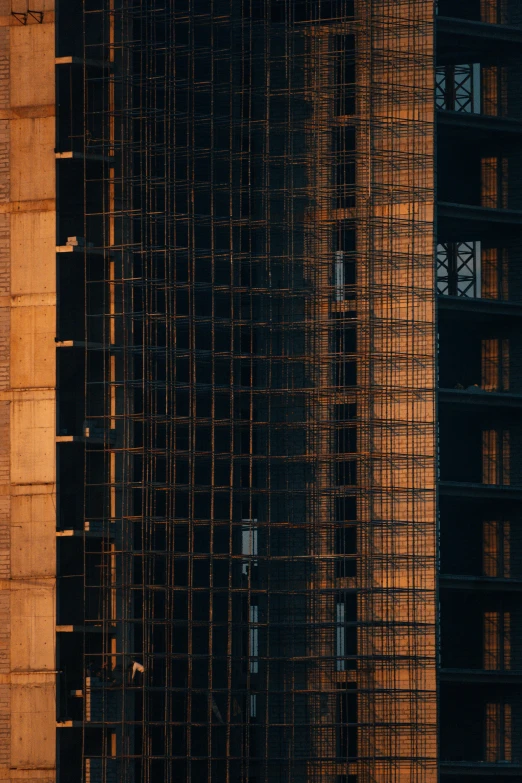 a po of a tall building with scaffolding on the front