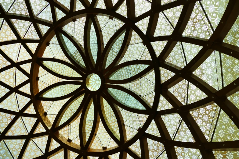 a close - up of the glass dome in the building