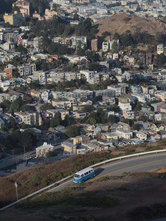 a city from above on a very steep hill