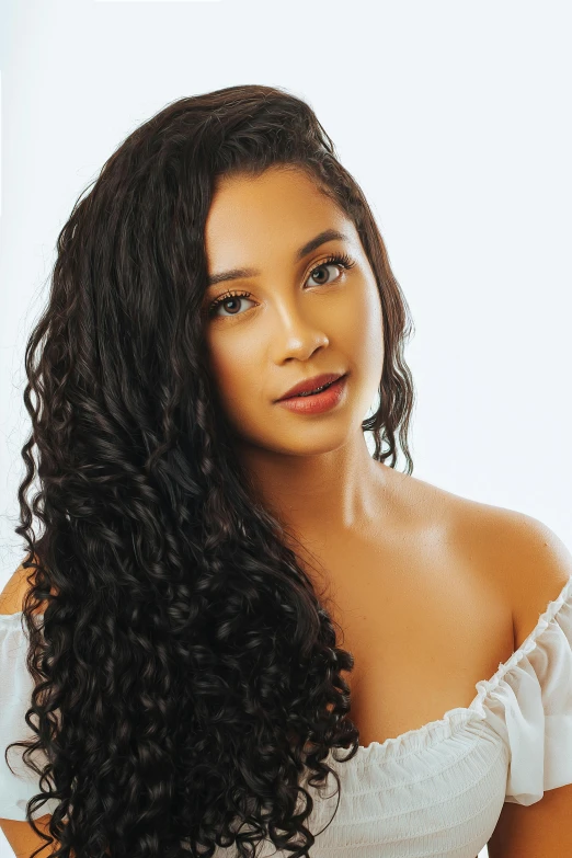 a young woman with long dark brown hair