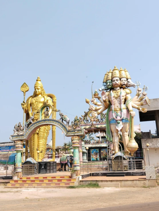 an elaborate display in a desert park with several different figures