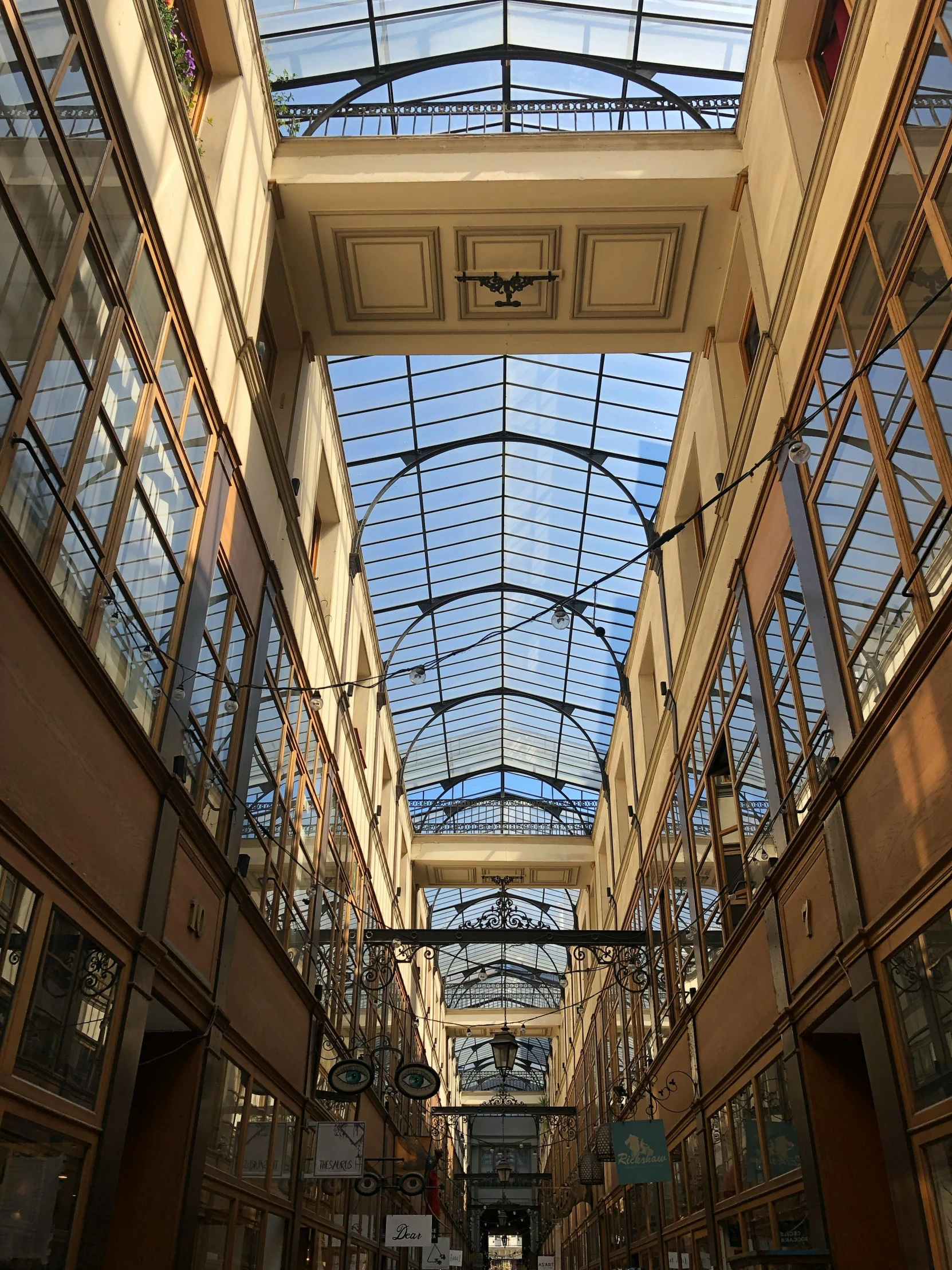 a very large atrium with two stories with skylights