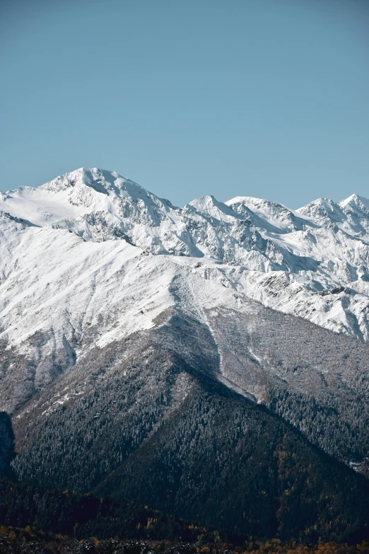 a mountain covered in snow on a clear day