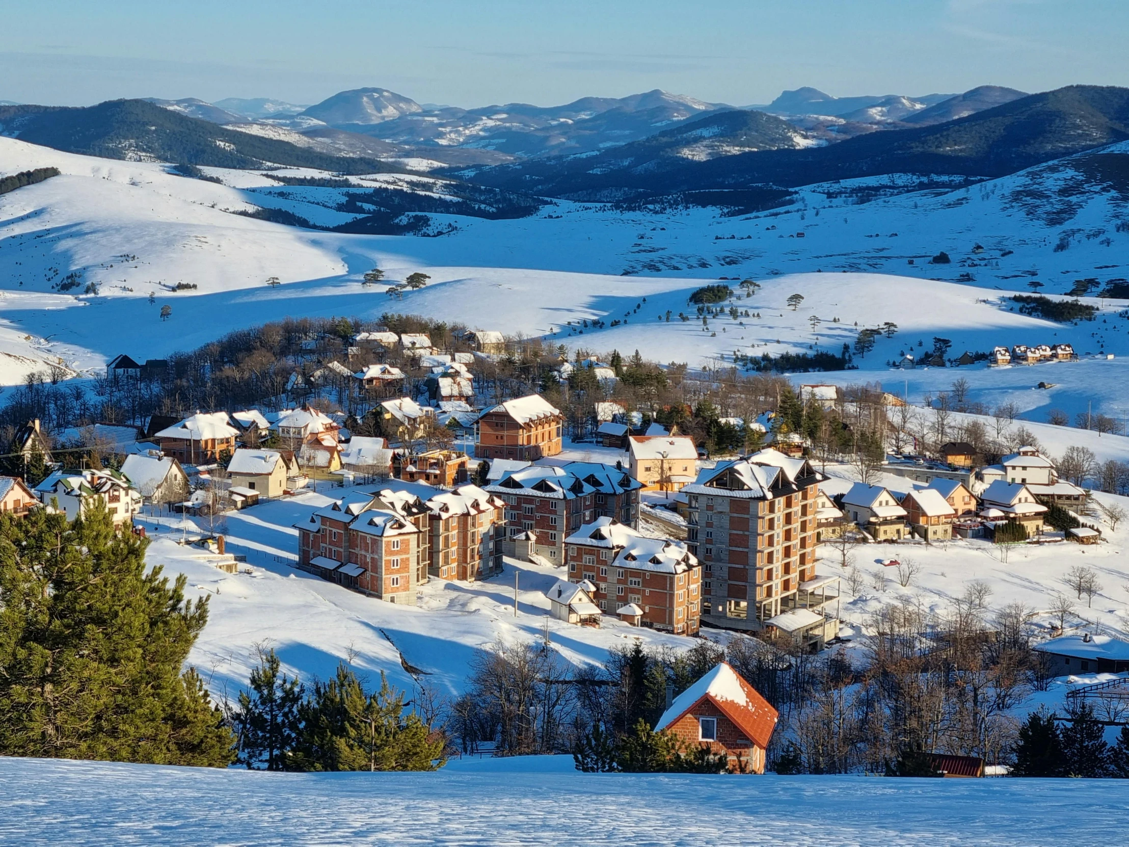 a ski resort on top of a hill