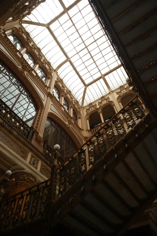 this is an indoor stair case and it has several windows