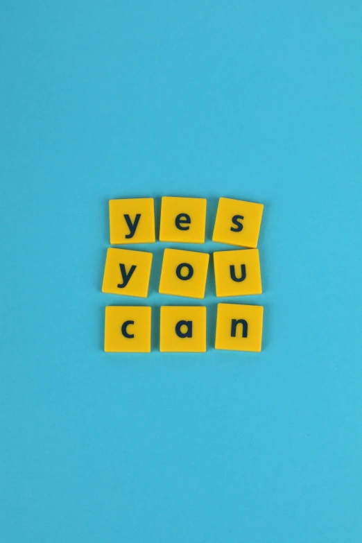 the word yes you can spelled with squares