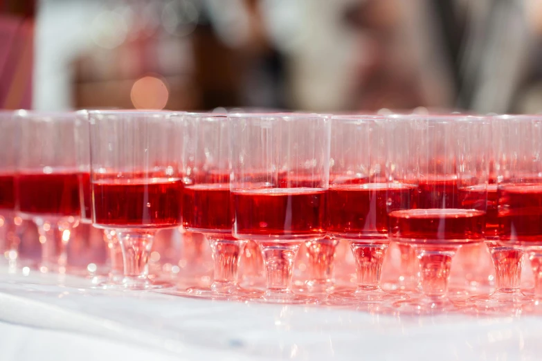 red wine in glasses on display at a party