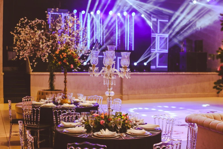 a big table with plates and place settings