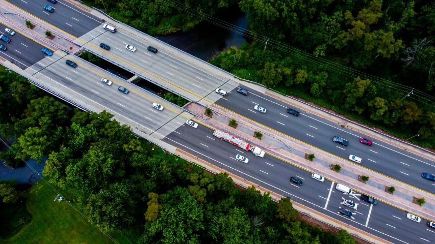 a view from above of highway and freeway intersection