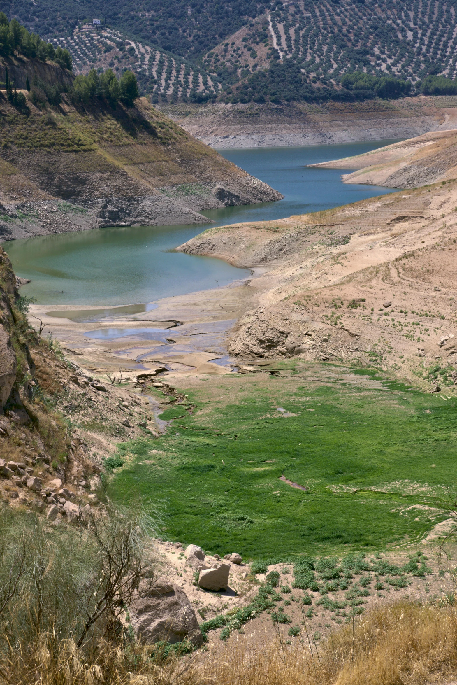 an unpaved river surrounded by rocky mountains