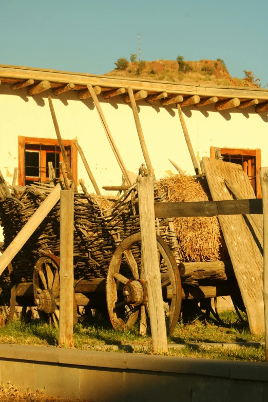 the old wooden wagon has been made by hand