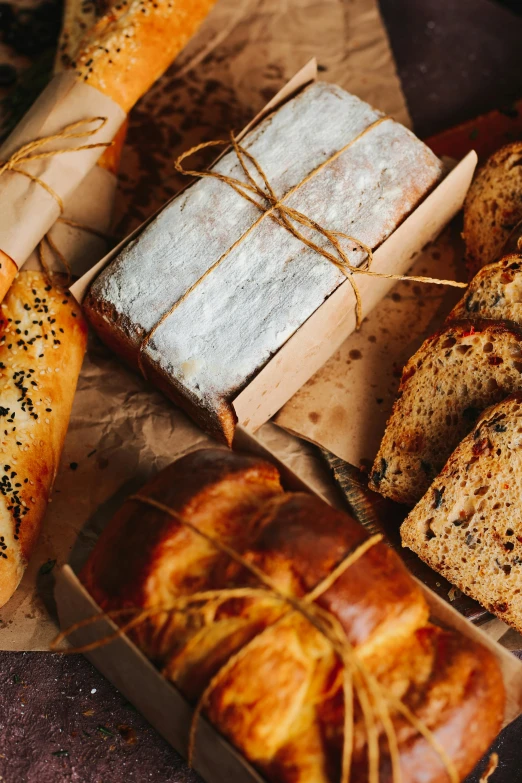 many different kinds of breads next to each other