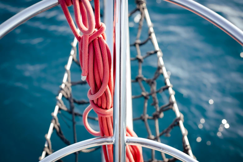 the ends of an object attached to a boat