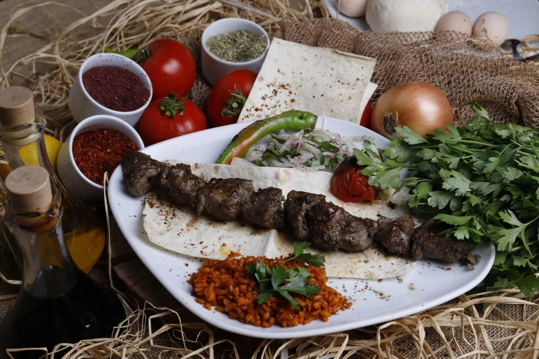 a plate full of different types of foods