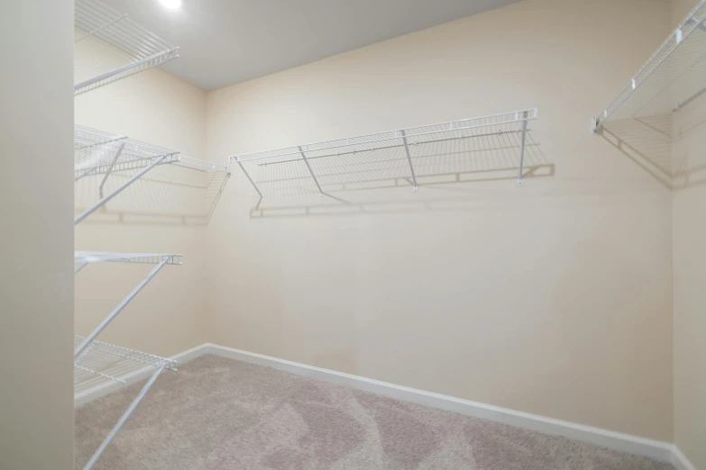 a small closet has shelves to store several items