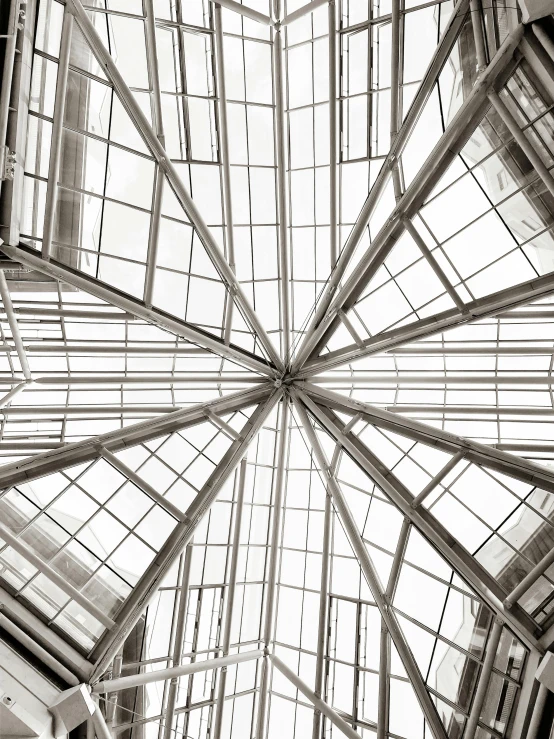 the glass roof in an indoor building