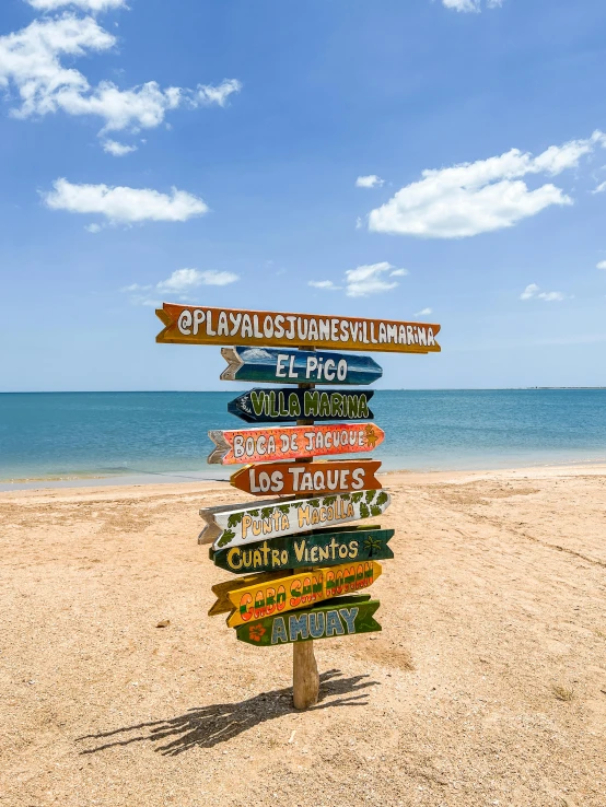 a wooden sign with many different signs on it