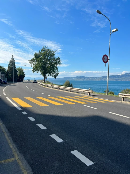 a street is lined with empty road markings