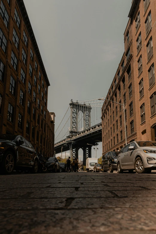 view of a bridge on top of a bridge over a street