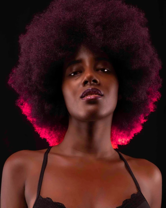 an image of a woman with a afro in the dark