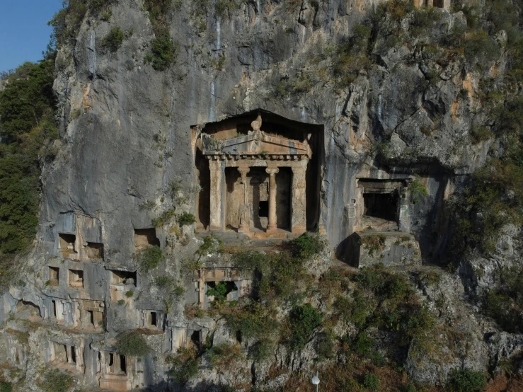 the ruins in this ancient cliff town were built into the side of the cliff