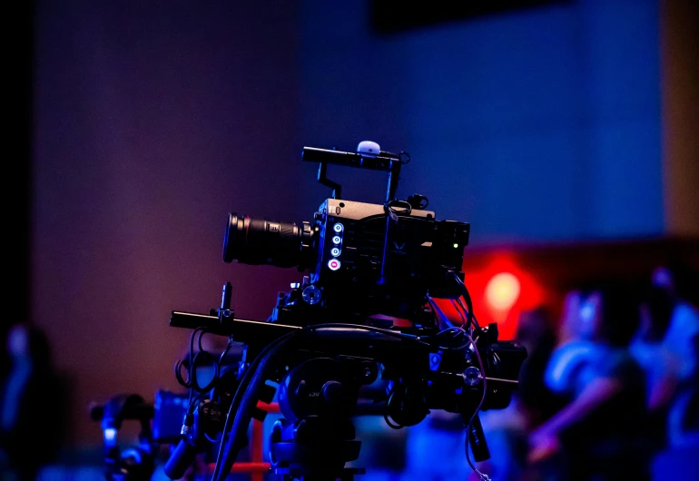 an image of a camera set up for a conference