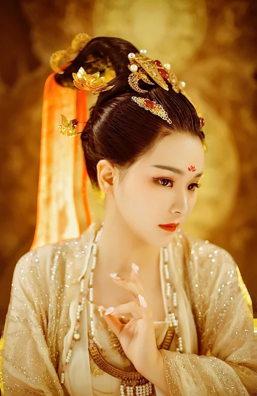 woman wearing a tiara in traditional china