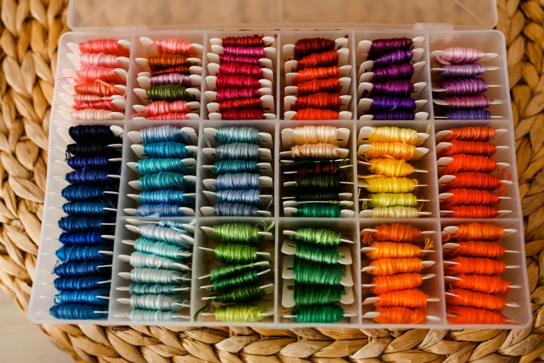 there are many small pieces of thread inside the basket