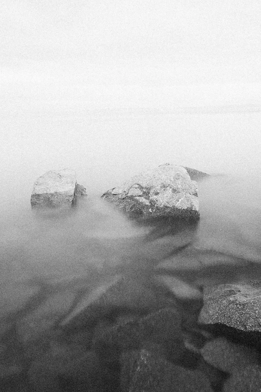 a black and white image of some rocks