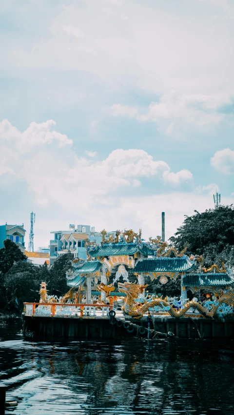 an old cityscape is seen over the water