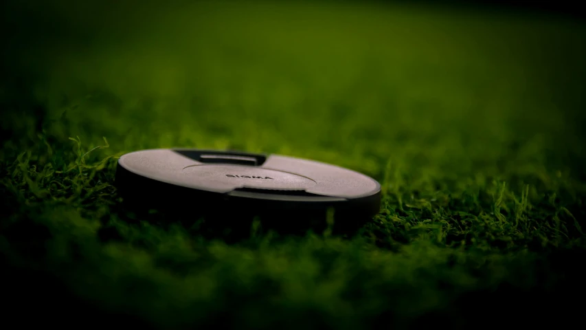 the remote is laying on the green grass