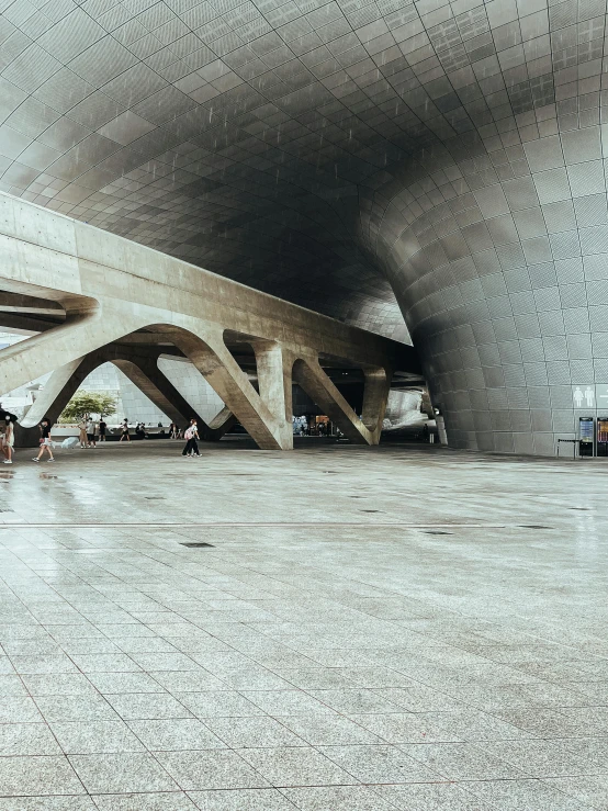 people standing in a large open air area