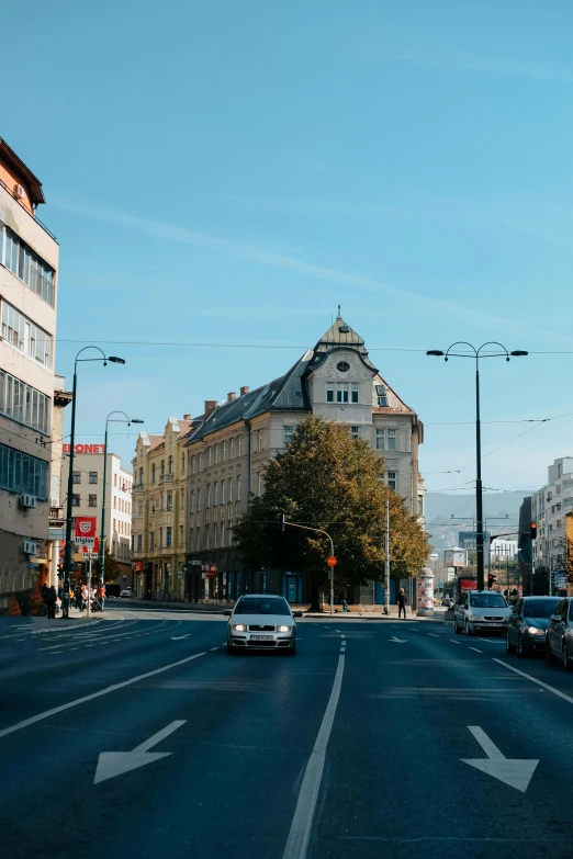 a city street with some buildings on both sides