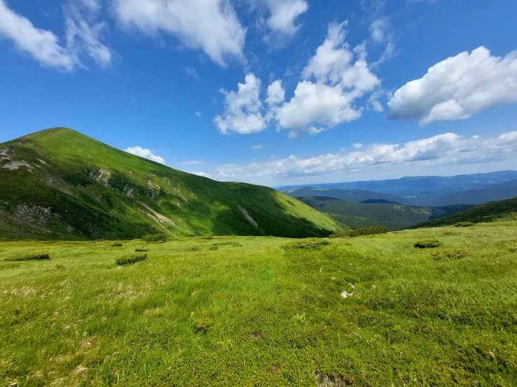 a lush green hillside sitting next to a large mountain