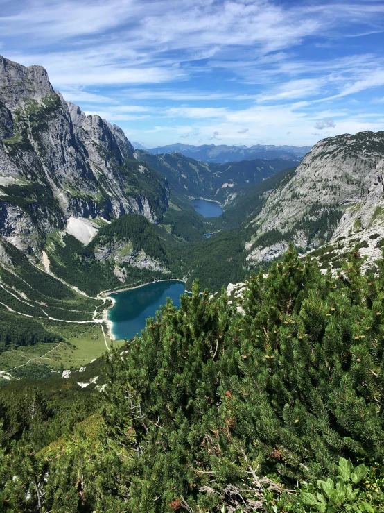 a mountain with some very pretty lakes in it