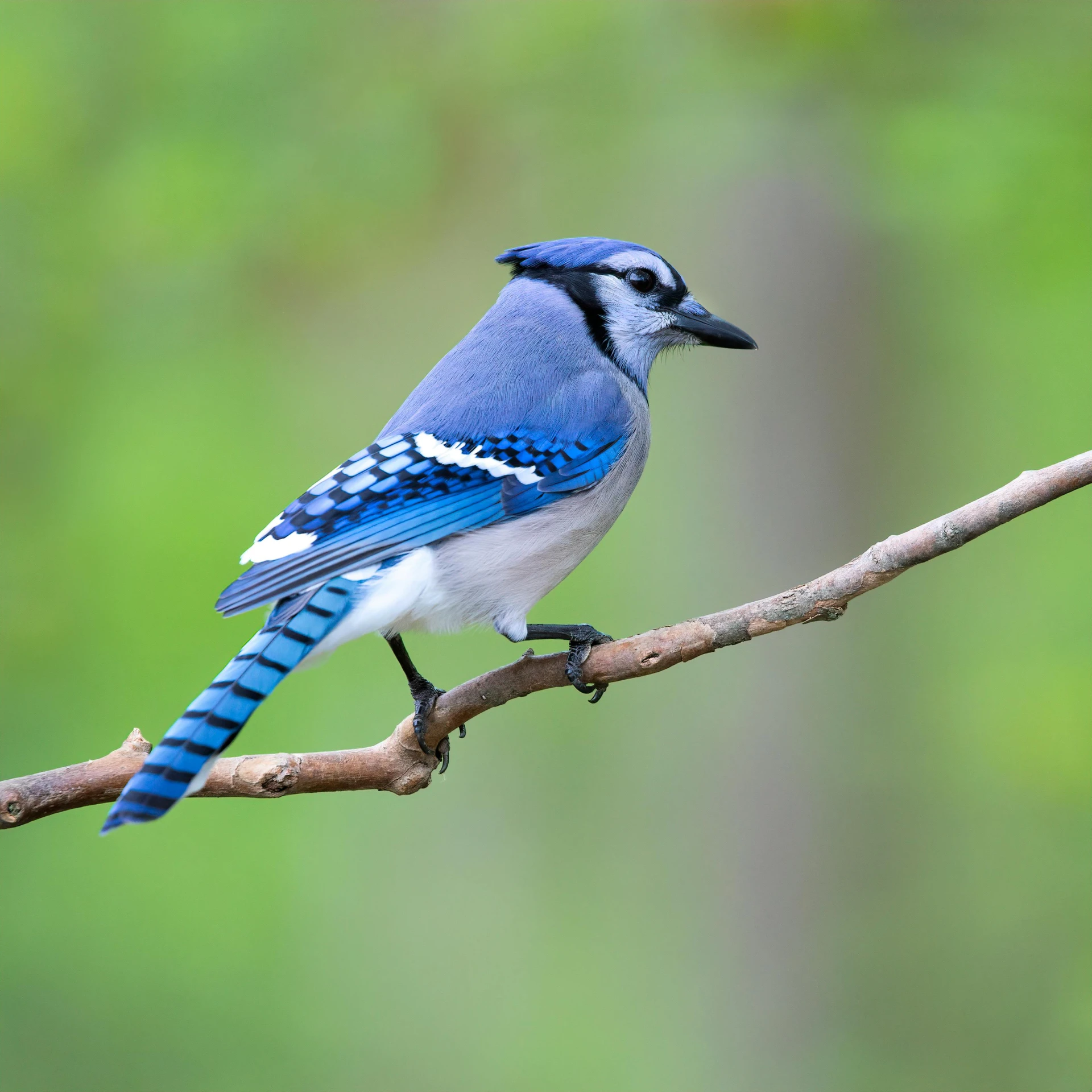 a close up of a blue jay perched on a tree nch