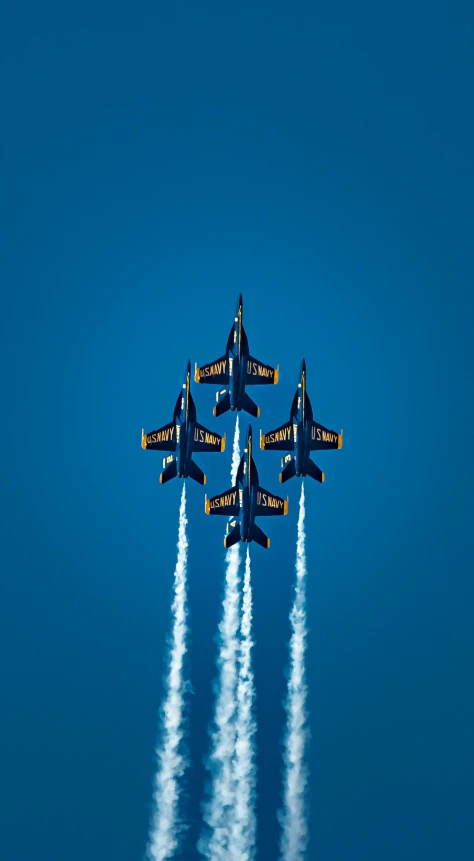 a formation of fighter jets flying above each other