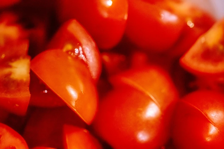the fresh, cherry tomatoes have been cleaned and they are ready to be picked