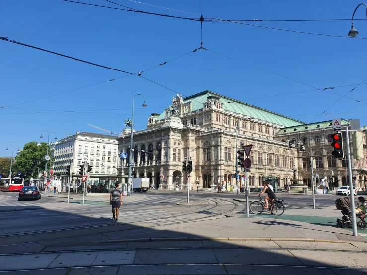 a large city building on a clear day